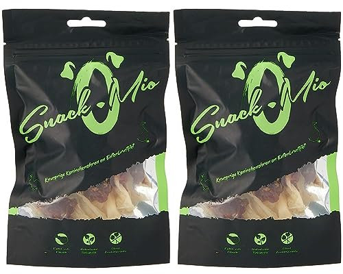 SnackOMio knusprige Kaninchenohren an Entenbrustfilet Premium Kausnack für Hunde, 70 g, 2er Pack (1 x 0.07 kilograms)