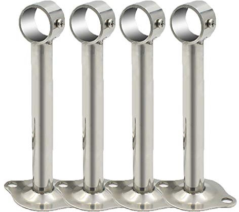 4 Pièces Support de Tringle A Rideaux en Acier Inoxydable, Montage Support de Garde-Robe pour Barre de Rideau de Douche Mural à Suspendre pour Armoire Vêtements Cintre Chambre