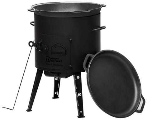 Uchag Ø36 - Forno da campeggio in acciaio da 2 mm, 10 l, in ghisa Kazan, con coperchio in ghisa, Kazan, braciere da camino, cucina esterna, stufa, cannone per gulasch
