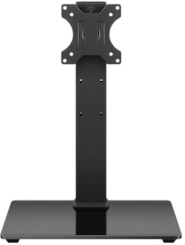 WKWKER Universal TV Stand for 13-32inch LED LCD TV Table Top TV Stand with 45 Degree Height Adjustable Swivel with Tempered Glass Base Max VESA 100x100mm