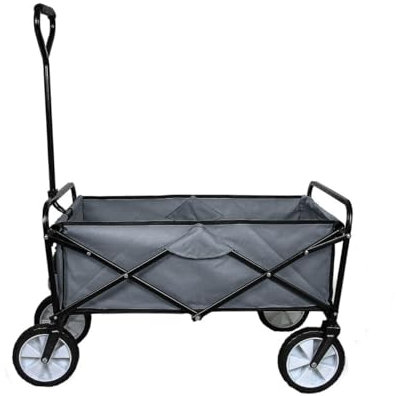 Carro de Jardín Plegable Gris para Jardinería Paisajismo Carrito Carretilla de Jardin Transporte Plantas y Herramientas Capacidad 70 kg con Funda Impermeable Ruedas Giratorias 360° con Guantes Gratis