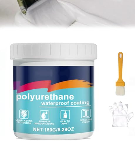 Revestimiento impermeable de poliuretano, sellador de techos impermeable, 150g de sellador impermeable para techos y reparación de fugas para techos, paredes, pisos y sótanos (White,150G)