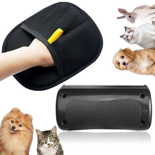 2 Pezzi Pet Hair Remover Gloves, Guanto da Toelettatura a Doppia Faccia, Pet Spazzola Per la Pulizia Rimuove i Peli Lunghi/Corti Aggrovigliati da Gatti, Cani e Altri Animali Domestici