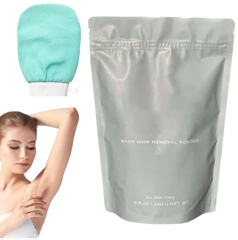 Polvo Depilador para Mujer - Polvo Rasurador | Suavidad Duradera Producto para Afeitar Piel Sensible Labio Pecho Axilas Zona Íntima Facial