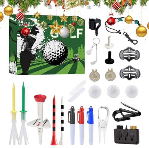 Nudorpn Calendario 'Avvento Golf | Calendario del conto alla rovescia di Natale con da golf, segnalibro decorativo per feste - Papà marito golfista pratica