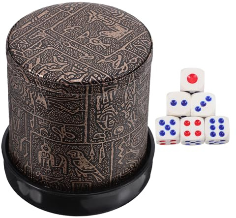 Didiseaon Cubilete De Dados Plástico Abs con Dados para Fiesta y Juegos, Diseño Egipcio, Tamaño Estándar, Accesorio Portátil y Resistente para Entretenimiento En Grupo
