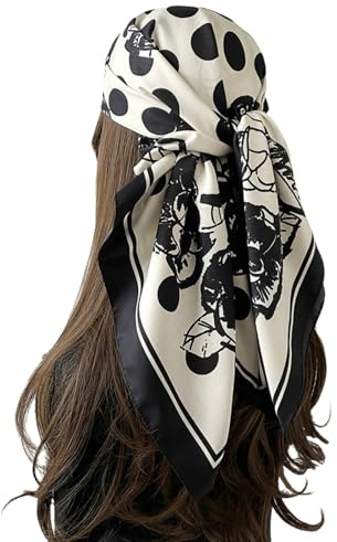 Traziewell 35 x 35 Large Square Hair Scarf for Women Silk Headband Tie Sleeping Fashion Bandana Headscarfs 92