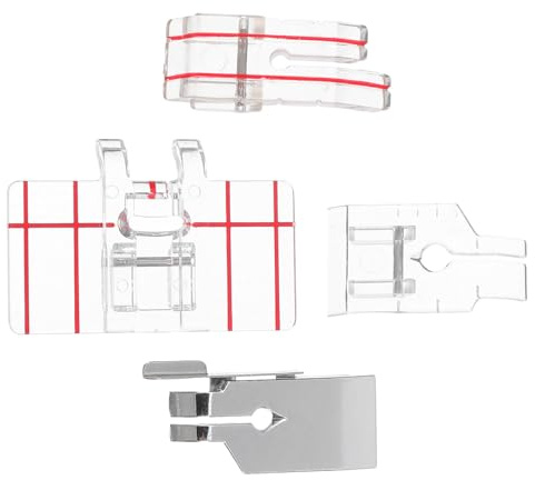 Healifty Lot de 4 Set de Pieds-de-biche Multifonctions pour Machine à Coudre Domestique Pieds Presseurs en Plastique et Acier Inoxydable Incluant Pied Presseur pour Bord de Couture de