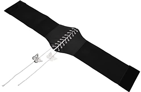 Vistreck Svart Korsettbälte för Kvinnor - Vintage PU-läder Midja Cincher - Bekväm Elastisk Design