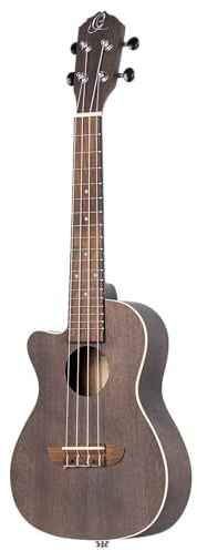 Ortega Guitars Concert Ukulele Lefthanded – Electro-Acoustic – Earth Series – with Cutaway – Okoume, Black (RUCOAL-CE-L)