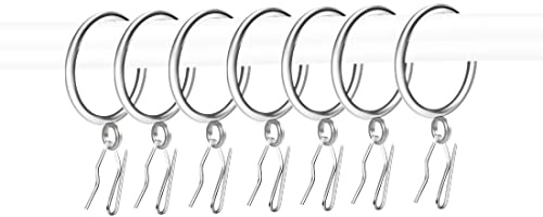 Adiyer 28pcs 1.5-Inch Inner Diameter Drapery Eyelet Sliding Curtain Rings with Pin-on Drapery Hook Curtain Hooks (Silver)