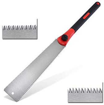 Meichoon Ryoba DC718 - Sierra de mano de doble filo intercambiable, sierra de corte al ras de 12.5 pulgadas, sierra de mano flexible para carpintería