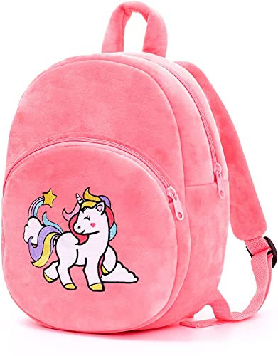 Frantic Kinder-Tragetasche aus Samt, für Schule/Kindergarten/Picknick/Trage/Reisen, 2 bis 5 Jahre, HotPinkUnicorn21, S, Frantic_2021_Replace_N_P