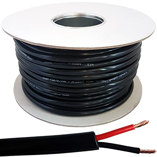 50 m utomhusklassad kopparklädd aluminium (CCA) högtalarkabel x 1,5 mm² x 2 kärna, dubbelisolerad flexrulle – perfekt för Hi-Fi och 100 V-högtalare, förstärkare/förstärkare