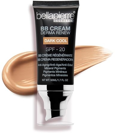 Bellapierre BB Crème SPF 20 | Correcteur, fond de teint et hydratant | Non toxique et sans paraben | Applicateur à pompe – 50 grammes - Dark Cool