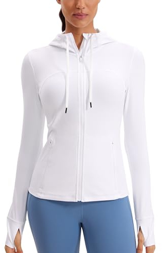 CRZ YOGA Butterluxe Hoodiejackor höftlängda | Extremt mjuk, atletisk, smal passform, hel dragkedja, ventilation i nät bak, sidofickor med dragkedja, tumhål, för kvinnor