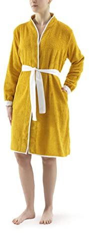 Top Towel - Lady - Peignoir de Bain Femme Coton 100%, Éponge 500 g/m² - Ceinture en Coton, Poches Intérieures, Col Semi-Cheminée, Manches Ajustées, Séchage Rapide, Lavable à 30°C