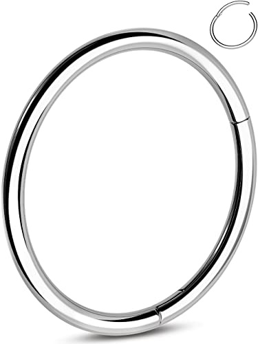 OUFER G23 - Piercing per naso in titanio con incisione a cerchio, per cartilagine, oro elica, 20 G, Daith Rook Conch con narice incernierata, 0.8 mm, regalo da uomo e donna, 10 mm