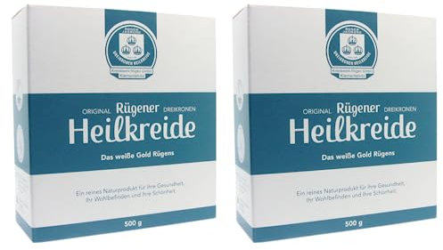 MeraSan Original Rügener Dreikronen Heilkreide Pulver 2x 500 g – Basische Schlämmkreide Kreidepulver für die Pflege – Vegan