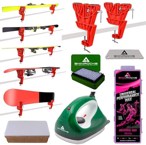 SkinRocks Skiwachs Set 5-teilig Skispanner Bügeleisen Wax Alpin Ski Vice Ultra