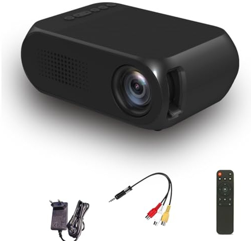 Deger Mini bärbar hemprojektor LED liten HD 1080P liten bärbar hemmabioprojektor svart EU- hållbar lätt att använda
