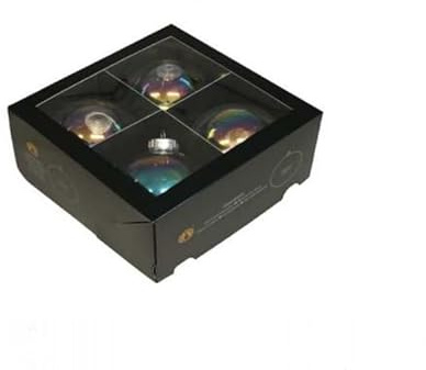 4 STK Glas Weihnachtskugeln KLAR 10cm groß XXL irisierend Christbaumkugeln Glas Dekokugeln Clear Glaskugeln Crystal Kristall Chirstbaumschmuck Tannenbaum Kugeln