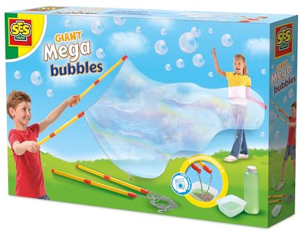 SES Creative 02323 Mega Burbujas con varitas XXL - CREA Burbujas Extra Grandes con práctica Herramienta - Incluye solución de Burbujas