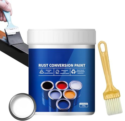 Weatherproof Rust Converter Paint for Metal, Rust Conversion Paint, Multifunctional Water-Based Cover Primer Agent, Multicolor Quick Drying, Effective rust Remover, Long Lasting Protection (White)