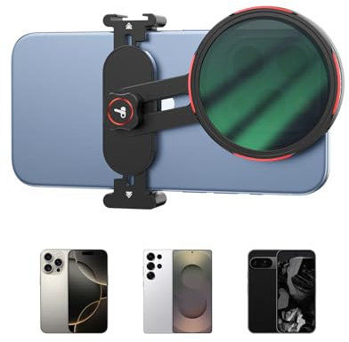 TELESIN Adaptateur de Filtre de Téléphone, Support de Filtre de 67 mm, Adaptateur de Filtre à Pince pour Téléphone avec Griffe Froide et Filetage 1/4, pour iPhone/Android, Pixel et Autres