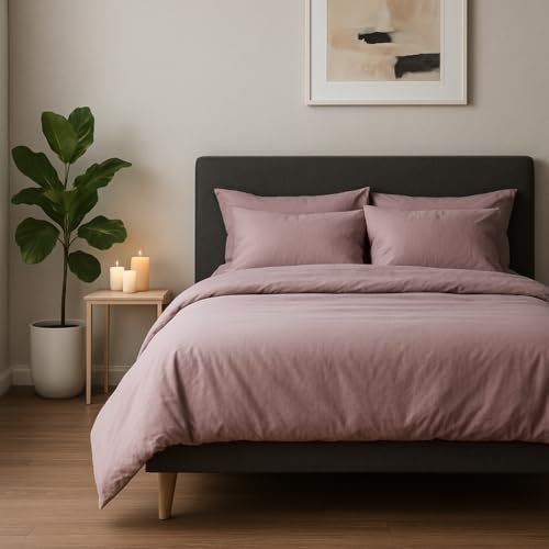 VEL VET HOME Bettwäsche 140x200 Baumwolle Schmutziges Rosa Öko-Tex Made in EU 2-teilig Bettwäsche-Sets mit Reißverschluss 1x Bettbezug 140x200 cm + 1x Kissenbezug 80x80 cm