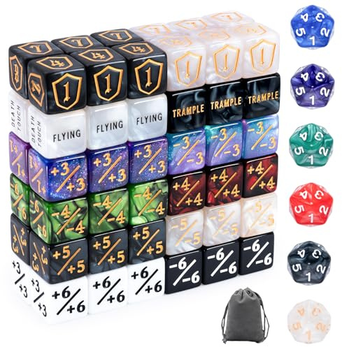 78 Pieces MTG Dice Set with Plus 1 Life Counter & Keyword Token Dice & Shield & Spindown Dice in 12 Colors for MTG, Cards Gaming Accessories