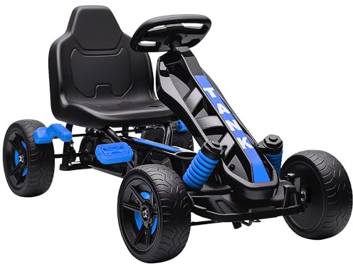 AIYAPLAY Kart à pédales pour Enfants, Karting Enfant avec Roue Libre, Frein, Roues EVA antidérapantes, avancer et reculer, Voiture à pédales pour garçons Filles de 3 à 6 Ans, Bleu