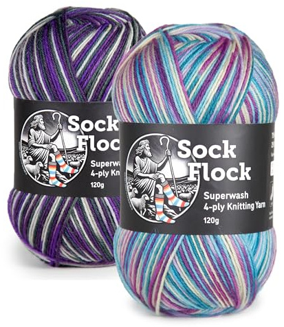 4-Ply Sock Yarn 2-Pack 240g, New Zealand Wool, Superwash, 2 Colours