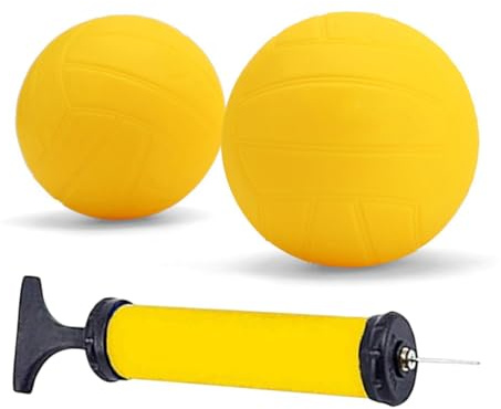 BEALIFE Snabb och bekväm uppblåsbar PVC-boll Minivolleyboll Pålitlig konstruktion Stark och hållbar mjuk gul boll PVC-uppblåsbar med pump Stark gul mjuk, 1x 3.5 tum och 1x 5 tum