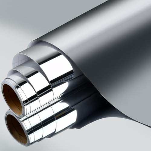 POUMUE 30×200cm Papel Espejo Adhesivo Pared, Impermeable Lamina Espejo Adhesiva, Flexibles Papel Autoadhesivo Efecto Espejo, Papel Espejo Adhesivo para Pared para Muebles Cocina Baño Salon Decoración