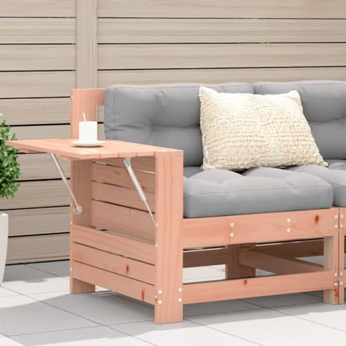 QZZCED Canapé de jardin en bois de sapin Douglas avec coussin et table d'appoint pliable, design modulaire pour terrasse et patio, résistant aux intempéries et facile à déplacer
