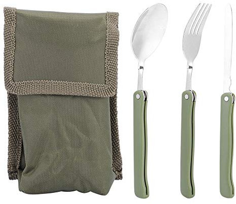Broco Camping Knife Fork Spoon Set, Outdoor Stainless Steel Folding Fork Knife Spoon Tableware Set for Camping Picnic Travel