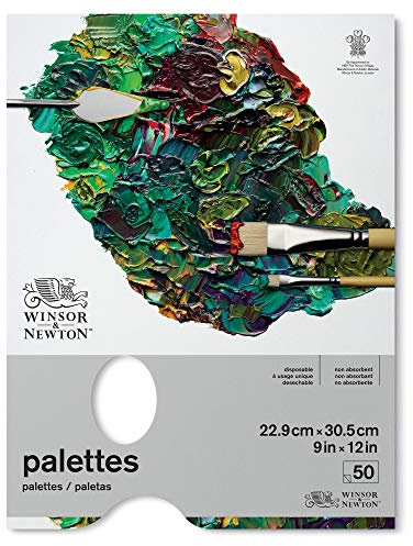 Winsor & Newton 7002032 Abreisspalette 50 Blatt - 22,9 x 30,5cm, glatte Polyüberzogene Oberfläche, Ideal für das Anmischen von Ölfarben, Acrylfarben sowie Alkydfarben