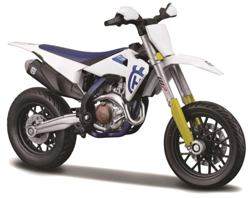 Bburago – Husqvarna FS 450 Supermoto, Motorrad-Modell 1:18, detailgetreue Nachbildung mit offizieller Racing-Lackierung und aggressivem Look, Husqvarna-Lizenz, empfohlenes Alter 3+ Jahre