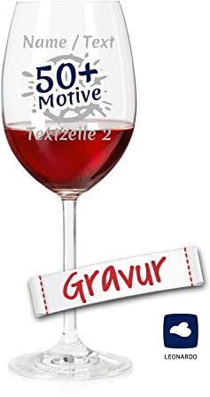 LEONARDO Rotwein Weinglas mit Gravur personalisiert/Namen, Rotweinglas graviert als Geschenk zum Geburtstag Jahrestag Hochzeit Verlobung (DAILY, 460 ml)