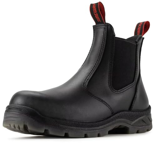 SUREWAY Men's Slip On Work Boots for Men,Upgraded Slip/Water Resistant,Soft Toe,Anti-Static,Fire Station Mechanic Insulated Boots/Shoes
