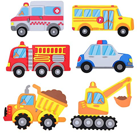 LAMEK 12 Sets Fahrzeuge Bastelset Kinder Kreativsets zum Basteln DIY Bastelhandwerk Kreativ Kunsthandwerk Automotive Moosgummi Aufkleber für Jungen Mädchen Kindergeburtstag Bastelarbeiten