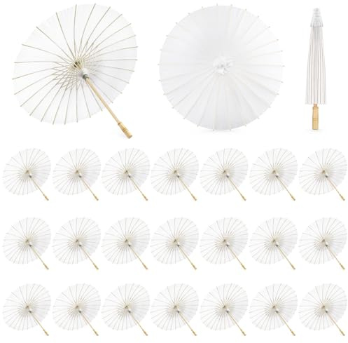 HOOMUU 12 Pcs Parasol Umbrella 33 Inches Paper Umbrellas for Wedding Chinese Japanese Umbrellas DIY Oiled Painting Craft Decorative for Party Decor Outdoor Photography Props