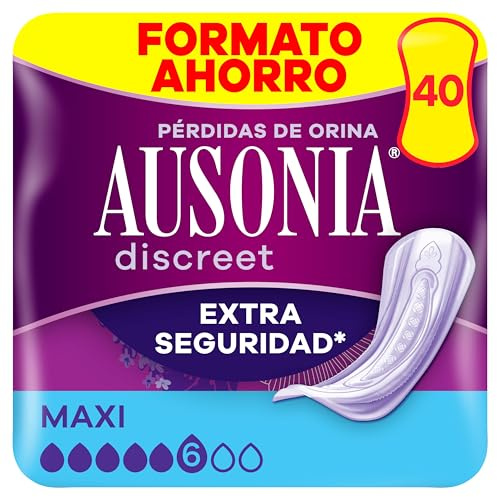 Ausonia Discreet Compresas Maxi, Pack de 40, Para Pérdidas De Orina Para Mujer, Extra Segura Y Discreta