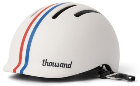 Thousand Kids Helmet – Free Reflective Sticker Pack to Customize, No Pinch Magnetic Buckle, Multi Sport Safety CSPC ASTM CE Certified – Jr Collection (Speedway Creme, Nylon Straps)