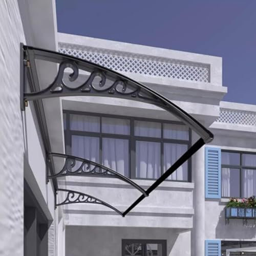WJXIN Auvent de Porte D'entrée, Marquise de Porte Exterieur Résistante aux Intempéries Polycarbonate Porte Toit Marquise Abri, Contre Pluie Neige UV (Size : 100x120cm(3.28'x3.93'))
