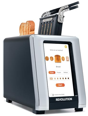 Revolution (Bundle) R180 Connect Touchscreen Smart Toaster + Toastie Press – Choose from 6 Bread Types, 7 Browning Levels, & Toastie Press Mode (Black, 2-Slice)