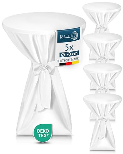 Beautissu 5X Premium Stehtischhussen Blickdicht rutschfest bügelfrei