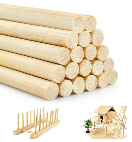 L&W Luck 20 Stück Buchen-Rundstab Glatt,Holzstäbe Rund Natur,Holzstäbchen zum Basteln,Rundhölzer,DIY,Ø 8mm Länge 30 cm