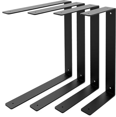 HEVVA Supports de tablette doubles 15/20/25/30 cm | HARTENBERG | Équerre d'étagère, support mural en L, console, support de tablette | (1x support - Noir, 20 cm)